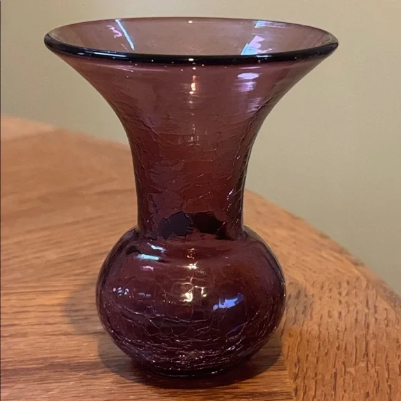 Blenko CM-8 Mini Vase in Amethyst Crackle (1954) 4.25” tall
